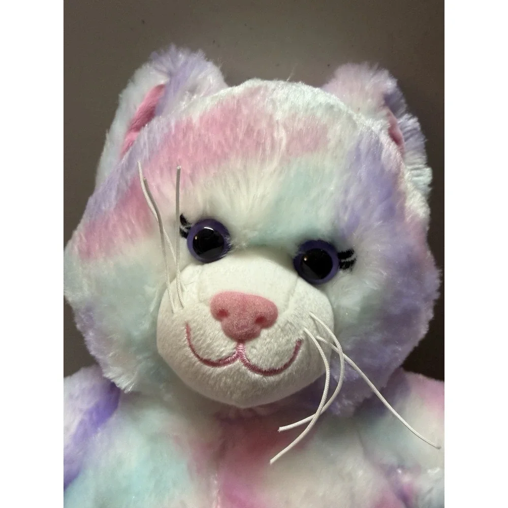 Build A Bear BAB Pastel Swirl Kitty Plush Stuffed Animal Cat Pink Purple White
